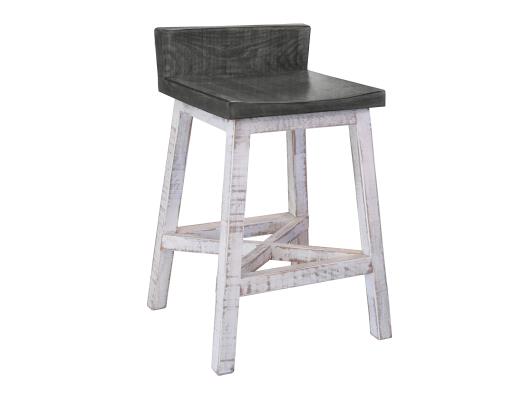 Pueblo Gray Wooden Stool 24"