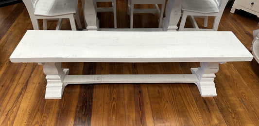 Anna Pedestal Bench 6', Sanded White
