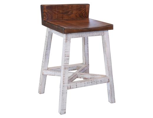 Pueblo White Wooden Stool 24"