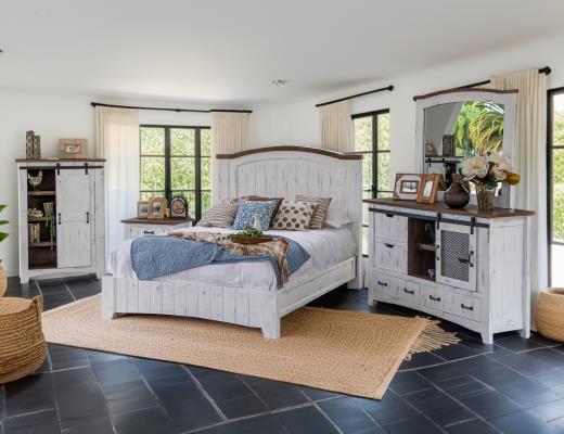 Pueblo King White Bedroom Group