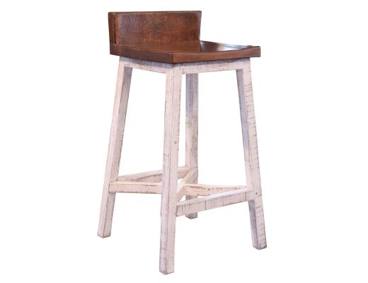 Pueblo White Wooden Stool 30"