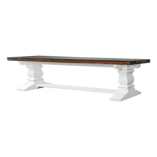 Anna Pedestal Bench 6', Aged White & Tobacco