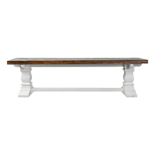 Anna Pedestal Bench 6', Aged White & Tobacco