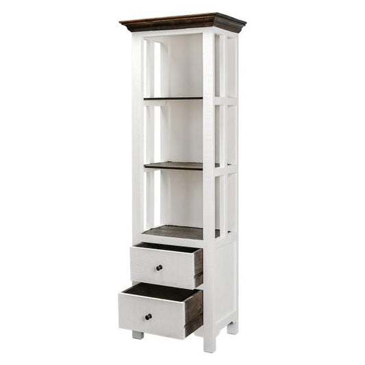 Verona Narrow Bookcase, Aged White/Tobacco