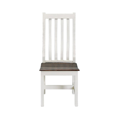 Slat Back Chair, Aged White & Tobacco