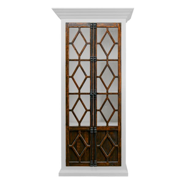 Carthage Upright Cabinet, Aged White Tobacco Doors